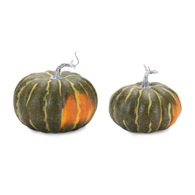 Melrose International Foam Pumpkin Decor (set Of 2) - Green, Orange