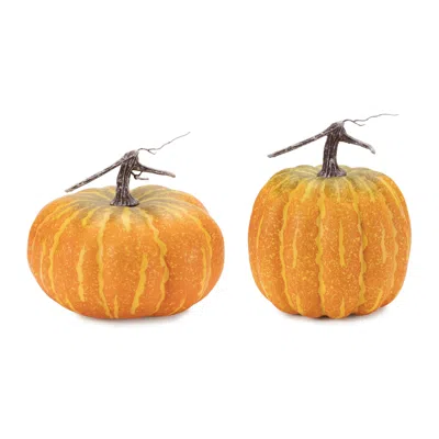 Melrose International Foam Pumpkin Decor (set Of 2) - Orange, Green