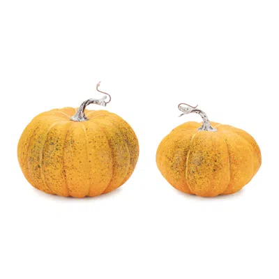 Melrose International Foam Pumpkin Decor (set Of 2) - Orange, Green
