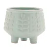 Melrose International Footed Ceramic Leaf Pattern Planter (set Of 4) - Blue