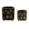 Melrose International Footed Pine Tree Planter (set Of 2) - Green, Gold