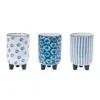 Melrose International Footed Stone Planter (set Of 3) - Blue, White