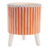 Melrose International Footed Stripe Planter (set Of 2) - Orange, Blue