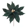 Melrose International Forest Green Poinsettia Stem (set Of 2) - Green