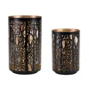 Melrose International Forest Trees Punched Metal Candle Holder (set Of 2) - Black, Gold In Black