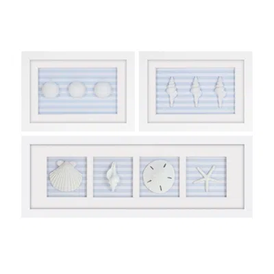 Melrose International Framed Beach Wall Plaque (set Of 3) - Blue, White