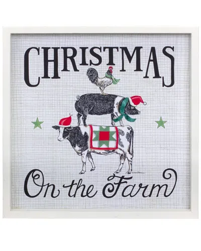 Melrose International Framed Christmas On The Farm Print In White