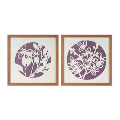 Melrose International Framed Floral Wall Art Under Glass (set Of 2) - Brown, Beige