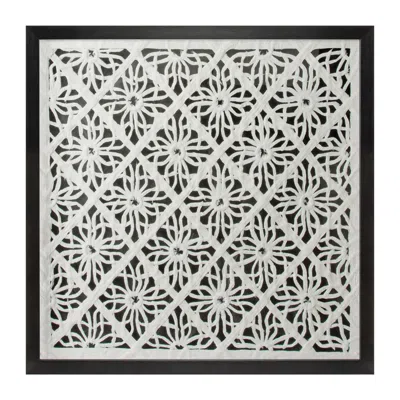 Melrose International Framed Floral Wall Decor Under Glass 19.5"sq - Black, White