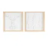 Melrose International Framed Holiday Deer And Tree Artwork (set Of 2) - White, Brown
