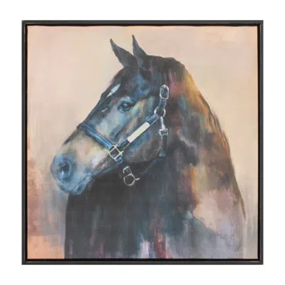 Melrose International Framed Horse Canvas Art 24"sq - Black, Beige