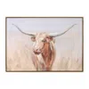Melrose International Framed Long Horn Cattle Wall Art 28"l - Brown, Beige