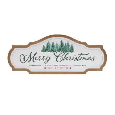 Melrose International Framed Metal Merry Christmas Sign 27.5"l - White, Green