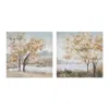 Melrose International Framed Tree Canvas Art (set Of 2) - Blue, Beige
