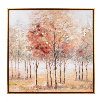 Melrose International Framed Tree Landscape Wall Canvas 24"sq - Orange, Beige