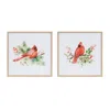 Melrose International Framed Winter Cardinal Print Under Glass (set Of 2) - White, Red, Green