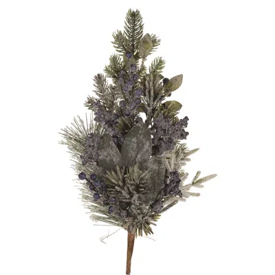 Melrose International Frosted Blueberry Pine Spray (set Of 2) - Blue, Green