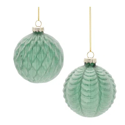 Melrose International Frosted Glass Ball Ornament (set Of 12) - Green