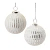 Melrose International Frosted Glass Ball Ornament (set Of 6) - White, Silver