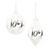 Melrose International Frosted Glass Joy Ornament (set Of 6) - White, Silver
