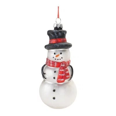 Melrose International Frosted Glass Snowman Ornament (set Of 6) - Silver, Red