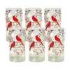 Melrose International Frosted Glass Votive Holder With Beaded Cardinal Bird Design (set Of 6) - White, Red