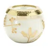 Melrose International Frosted Juniper Scented Soy Candle With Pressed Leaf Lid 5"d - White, Gold