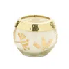 Melrose International Frosted Juniper Scented Soy Candle With Pressed Leaf Lid (set Of 3) - White, Gold