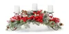 Melrose International Frosted Pine And Mixed Berry Centerpiece Candle Holder 31"l - Green, Red, White In Multi