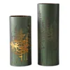 Melrose International Frosted Pine Trees Glass Candle Holder (set Of 2) - Green