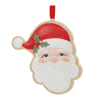 Melrose International Frosted Santa Cookie Ornament (set Of 12) - Red, White
