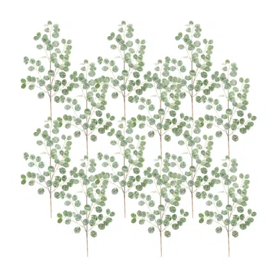 Melrose International Frosted Silver Dollar Eucalyptus Spray (set Of 12) - Green, Brown, Silver