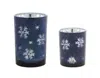 Melrose International Frosted Votive Candle Holder With Snowflake Design (set Of 2) - Blue, Silver