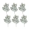 Melrose International Frosted Winter Magnolia Leaf Spray (set Of 6) - White, Brown In Multi