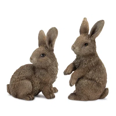 Melrose International Garden Bunny Rabbit Figurine (set Of 2) - Brown
