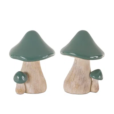 Melrose International Garden Mushroom Decor (set Of 2) - Green, Brown