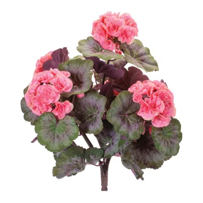 Melrose International Geranium Floral Bush (set Of 2) - Pink, Green