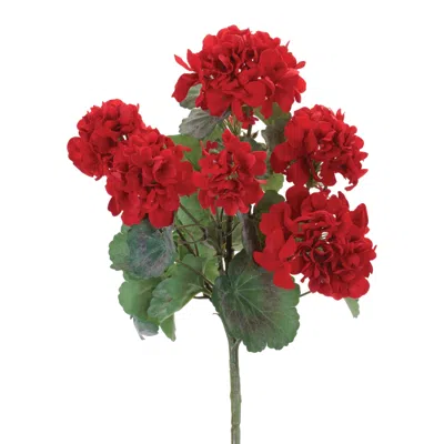 Melrose International Geranium Floral Bush (set Of 2) - Red, Green