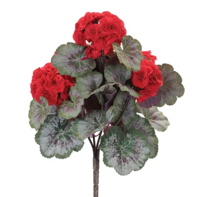 Melrose International Geranium Floral Bush (set Of 2) - Red, Green