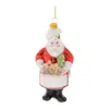 Melrose International Glass Baking Santa Ornament (set Of 6) - White, Red, Green