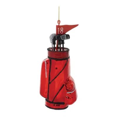 Melrose International Glass Golf Bag Ornament (set Of 12) - Red, Black
