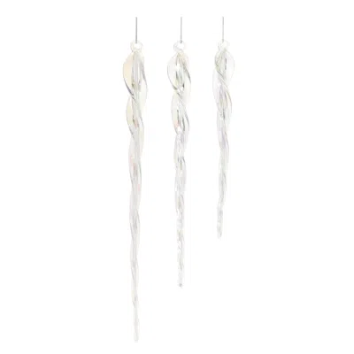 Melrose International Glass Icicle Ornament (set Of 18) - Clear