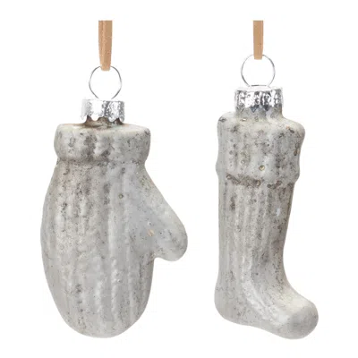 Melrose International Glass Mitten And Stocking Ornament (set Of 12) - Brown
