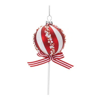 Melrose International Glass Peppermint Lollipop Ornament (set Of 12) - Red, White