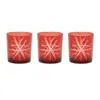 Melrose International Glass Snowflake Votive Holder (set Of 3) - Red