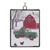 Melrose International Glass Truck And Barn Ornament (set Of 12) - White, Red, Green In Multi