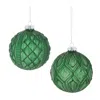 Melrose International Glitter Frosted Glass Ball Ornament (set Of 12) - Green