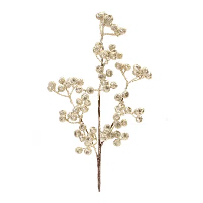 Melrose International Glittered Champagne Berry Spray (set Of 6) - Silver
