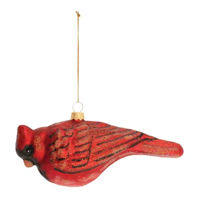 Melrose International Glittered Glass Cardinal Bird Ornament (set Of 6) - Red
