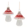 Melrose International Glittered Glass Mushroom Ornament (set Of 6) - Red, White